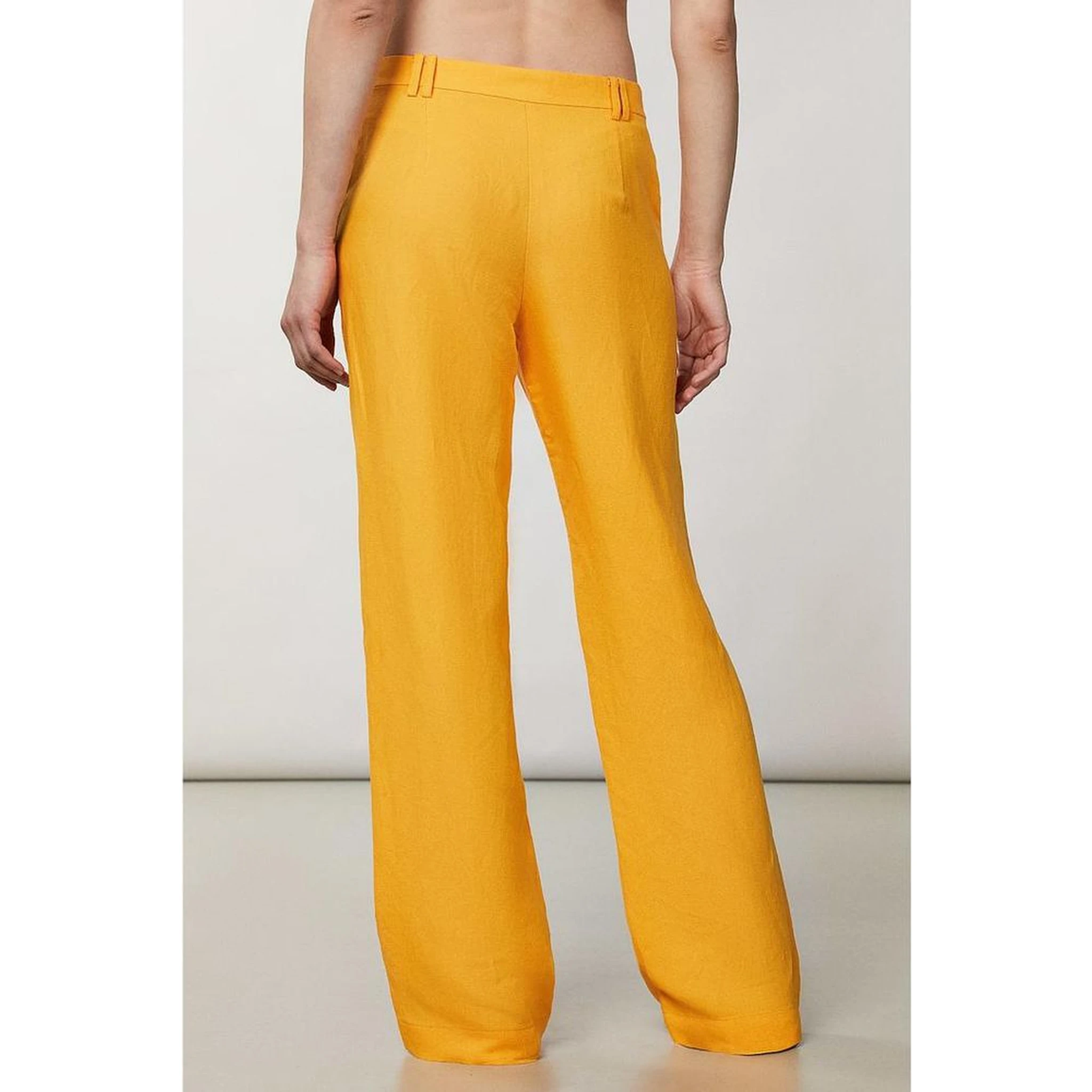 Orange Viscose Casual Pants