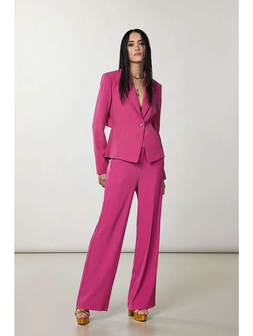 Fuchsia Polyester Blazer