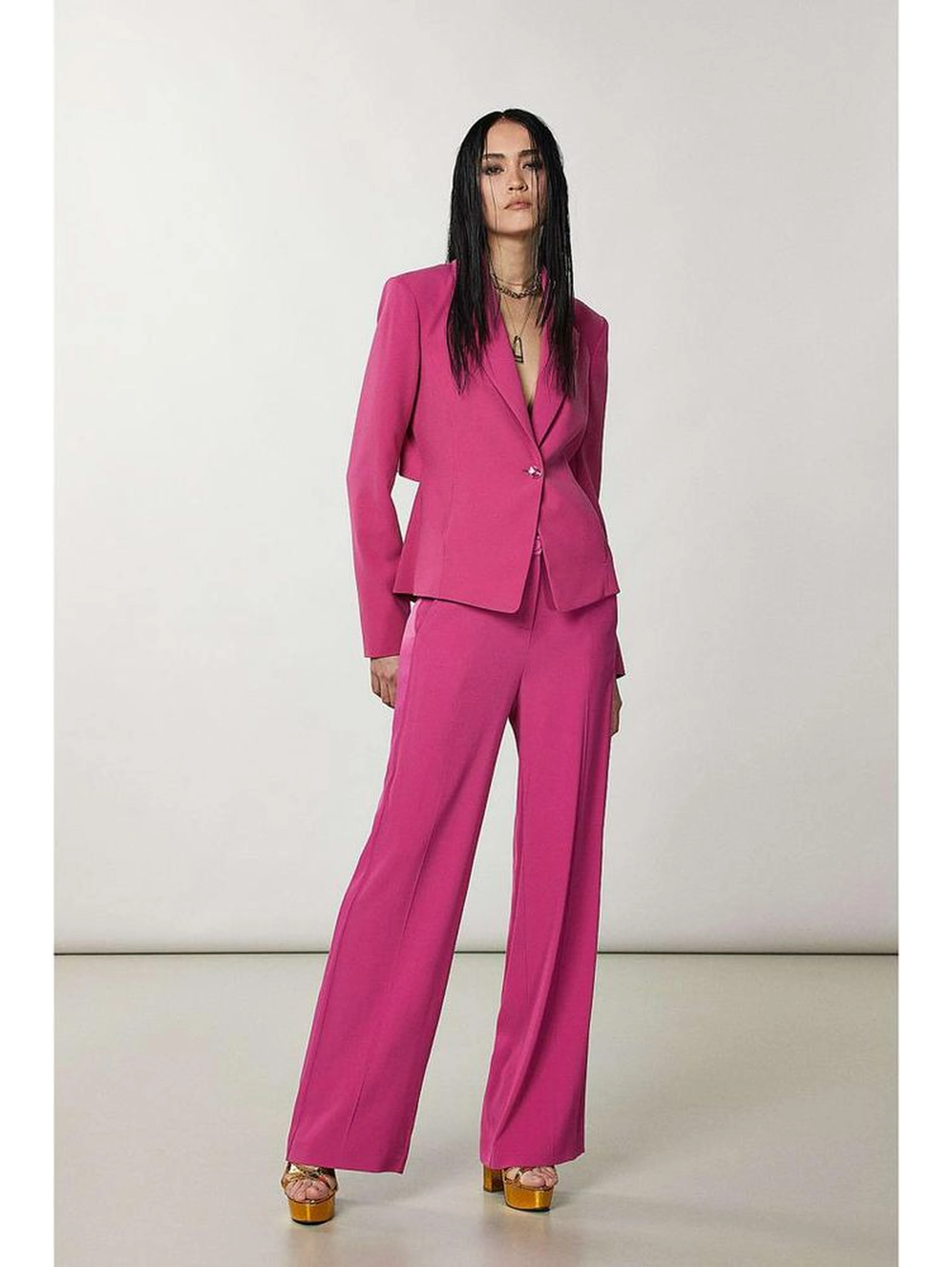 Fuchsia Polyester Blazer