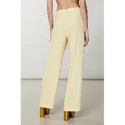 Yellow Polyester Casual Pants