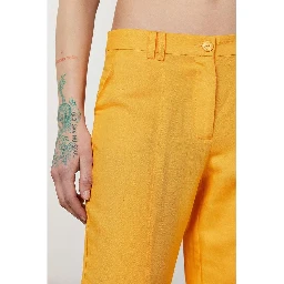 Orange Viscose Casual Pants