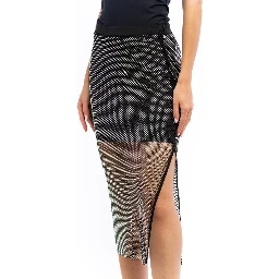 Black Polyester Midi Skirt