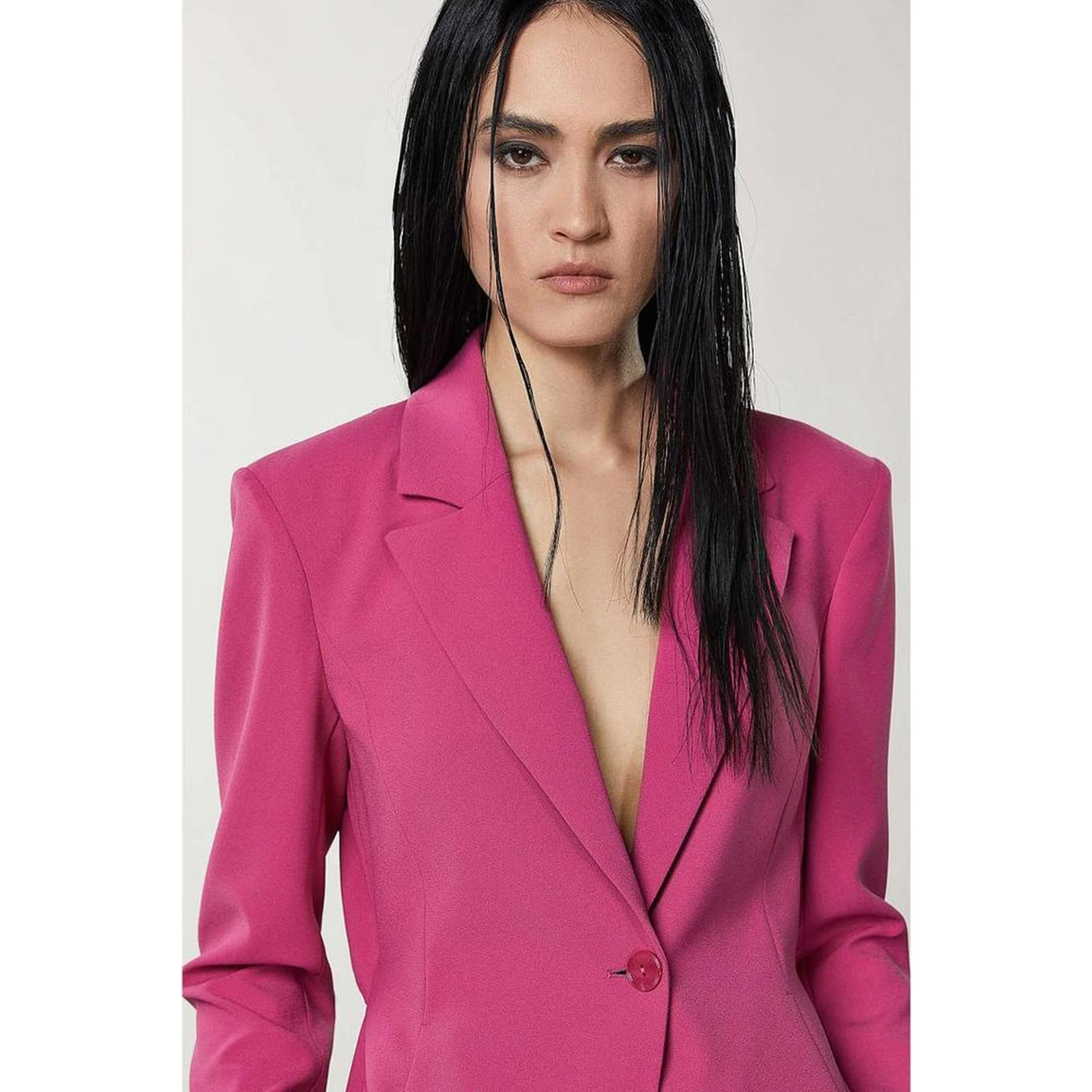 Fuchsia Polyester Blazer