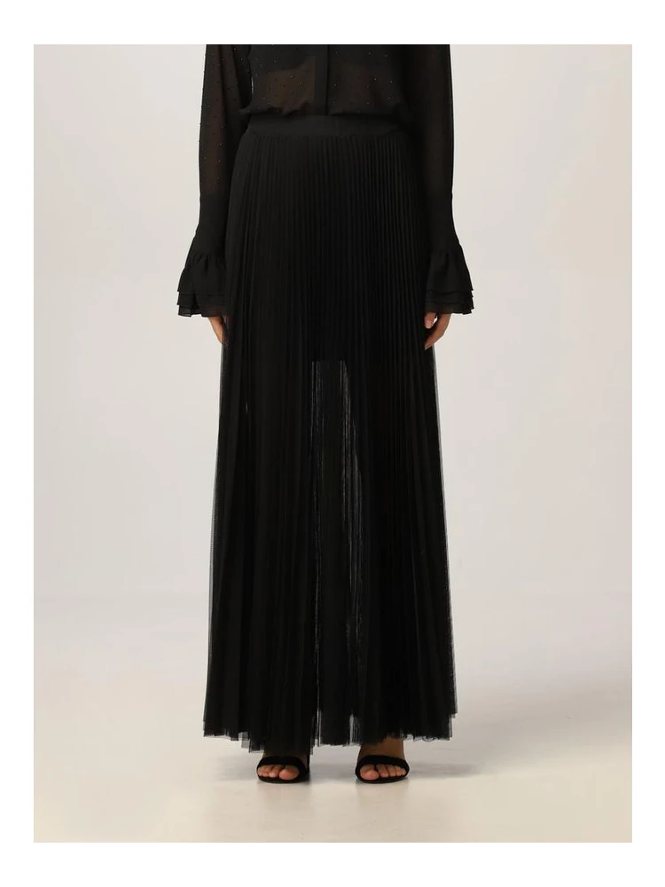 Black Polyester Long Skirt