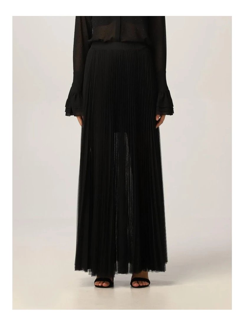 Black Polyester Long Skirt
