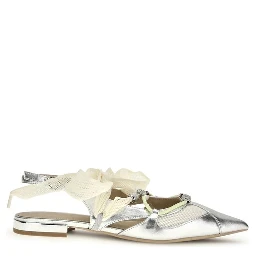 Silver Calf Leather Bos Taurus Ballet Flats