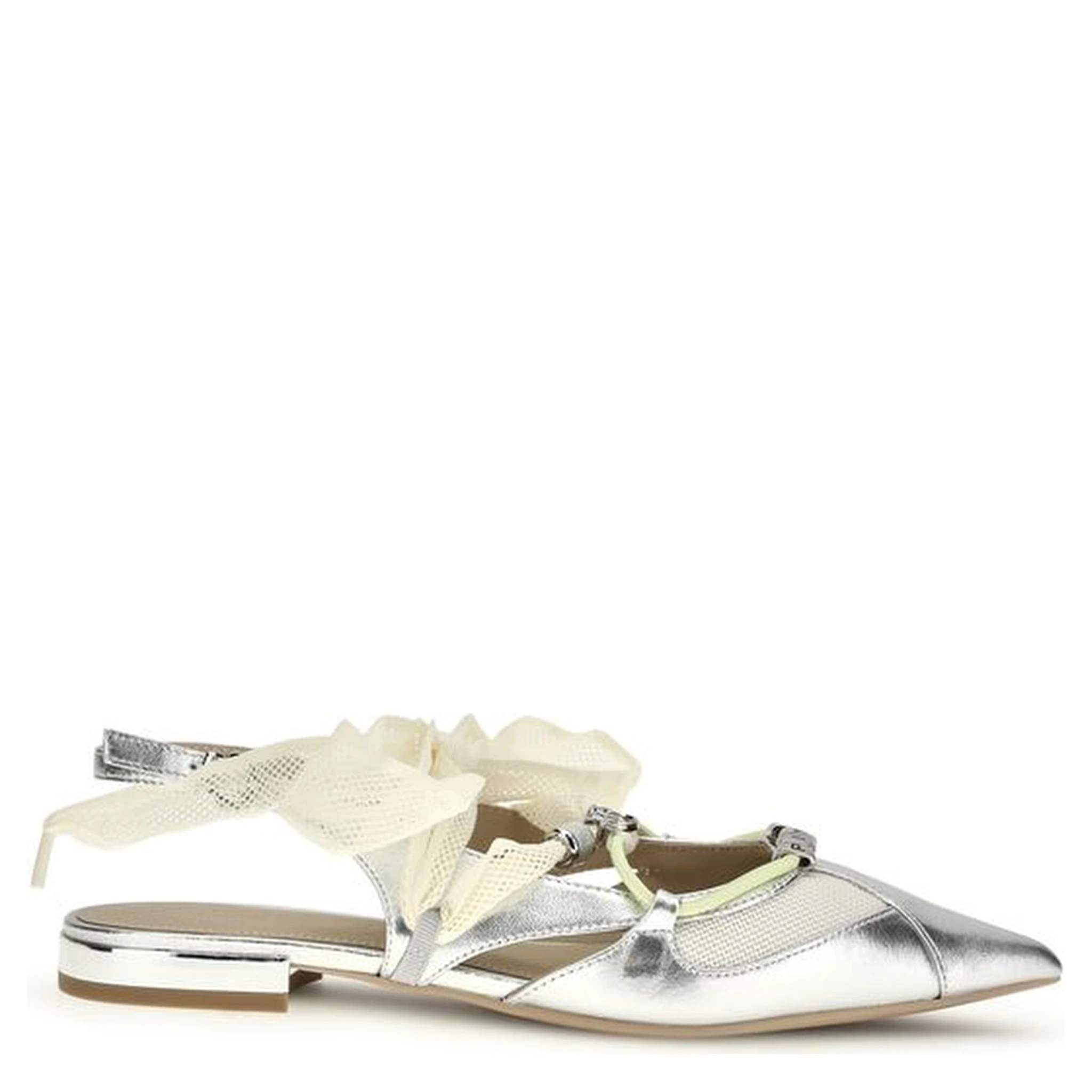 Silver Calf Leather Bos Taurus Ballet Flats