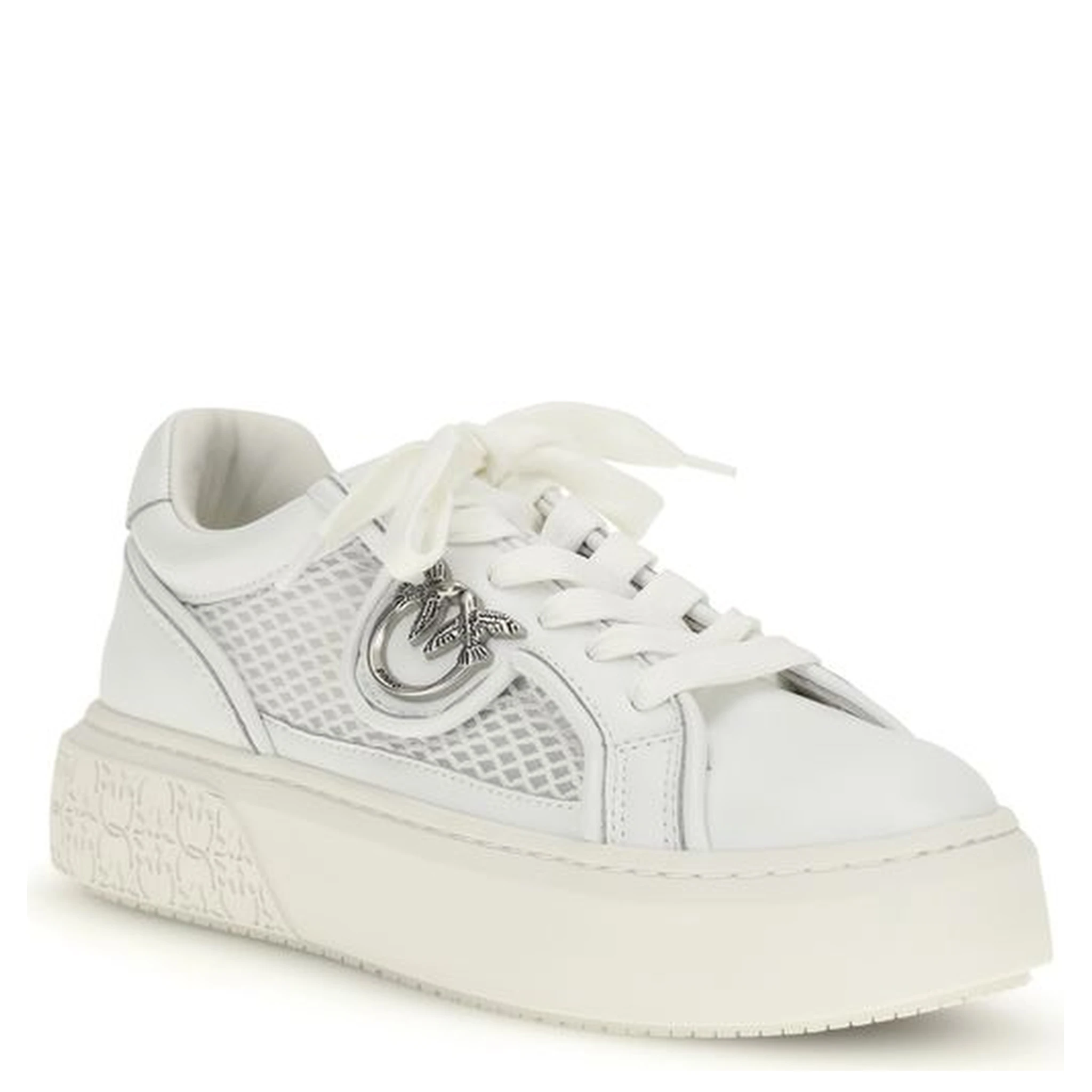 White Calf Leather Bos Taurus Platform Sneakers