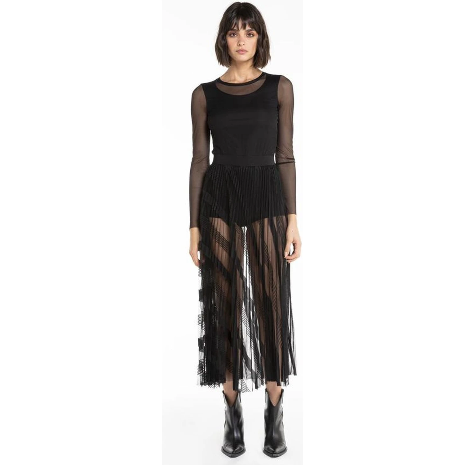 Black Polyester Casual Dress