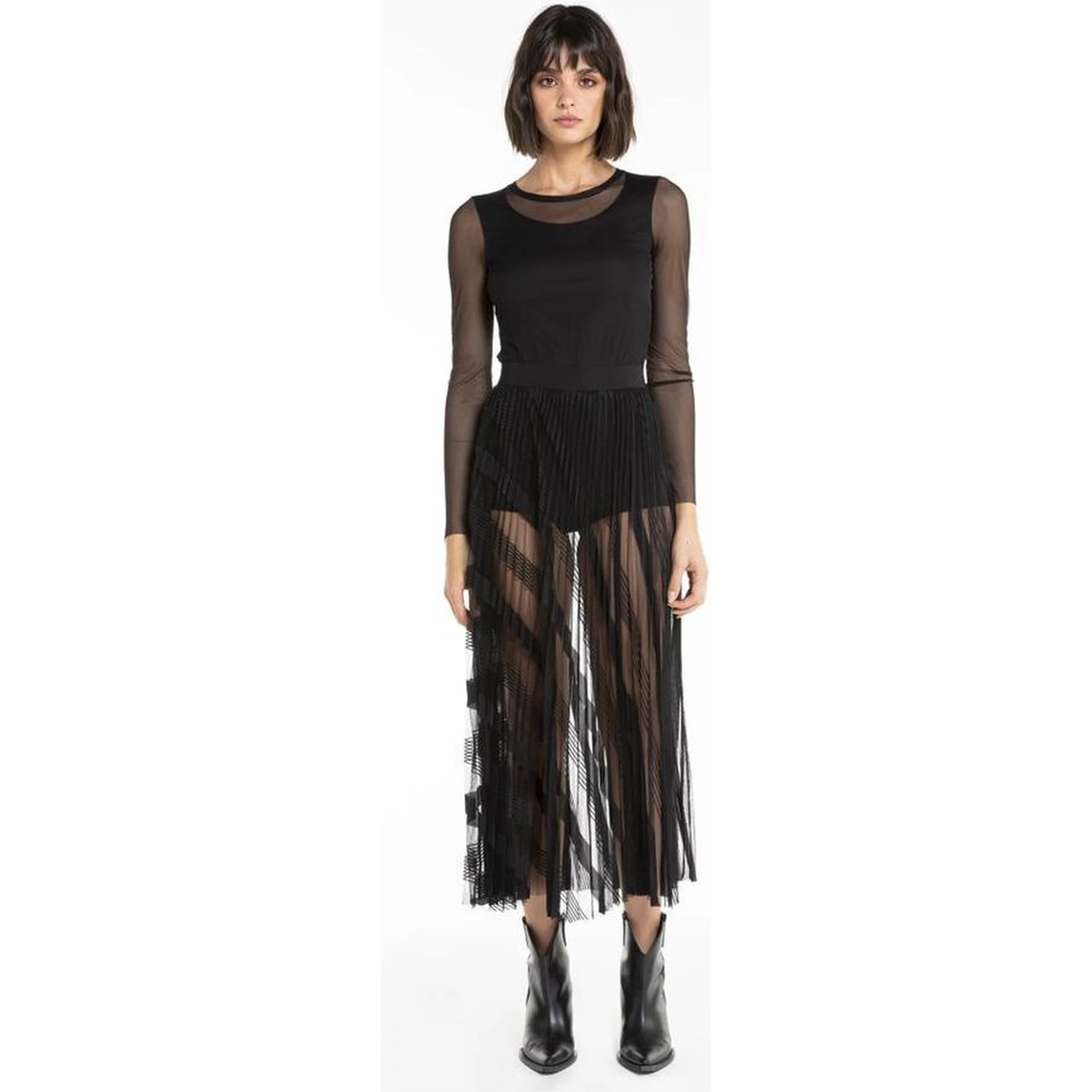 Black Polyester Casual Dress