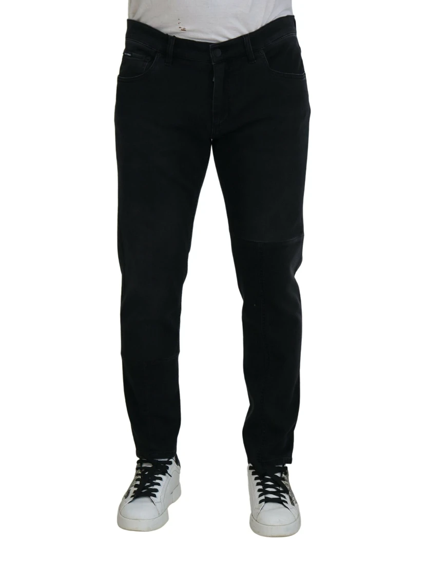 Black Angel Embroidery Skinny Denim Jeans