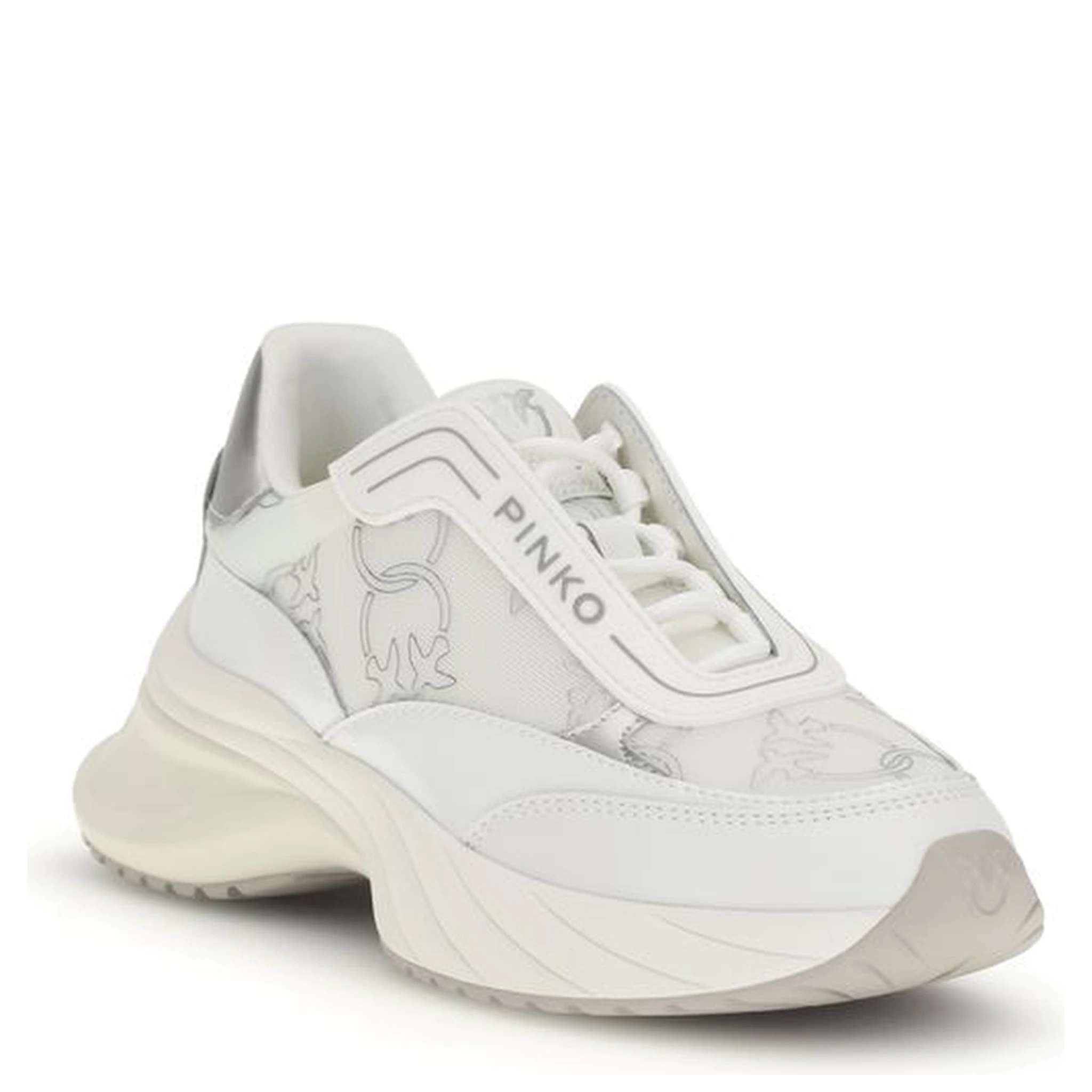 White Calf Leather Bos Taurus Chunky Sneakers
