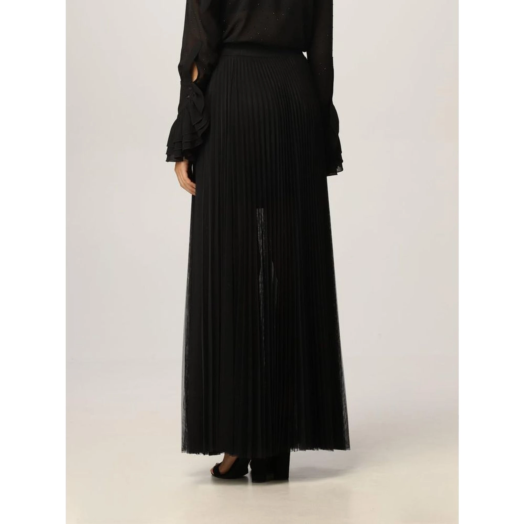 Black Polyester Long Skirt