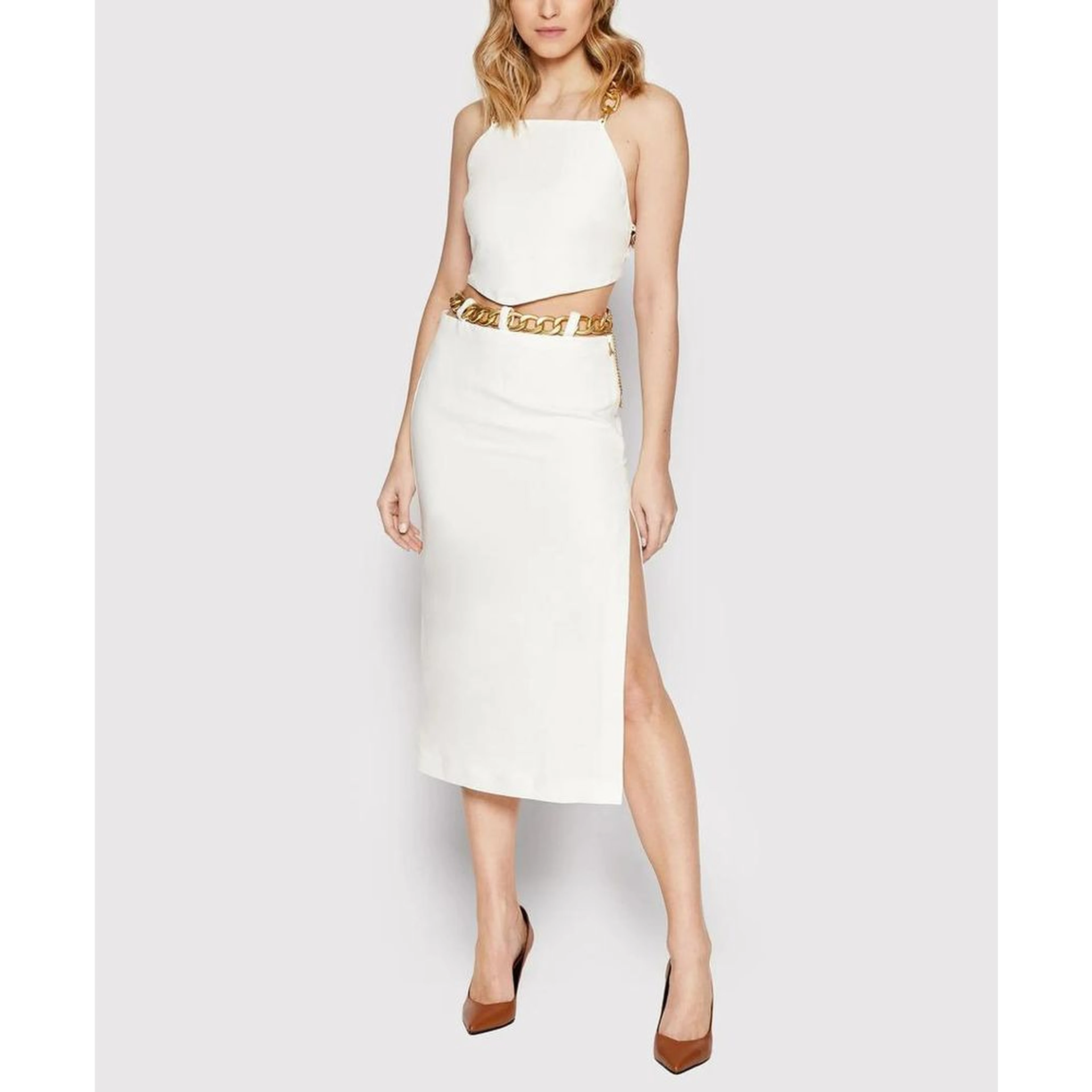White Viscose Long Skirt
