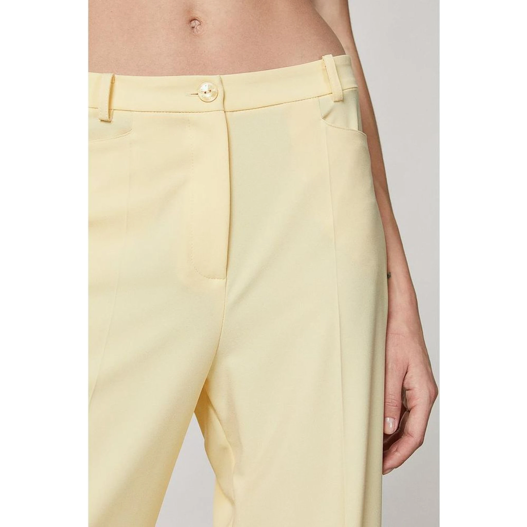 Yellow Polyester Casual Pants