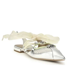 Silver Calf Leather Bos Taurus Ballet Flats