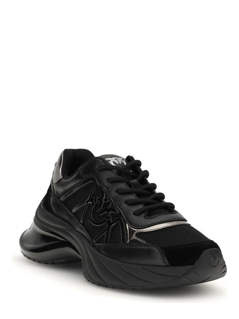 Black Calf Leather Bos Taurus Chunky Sneakers