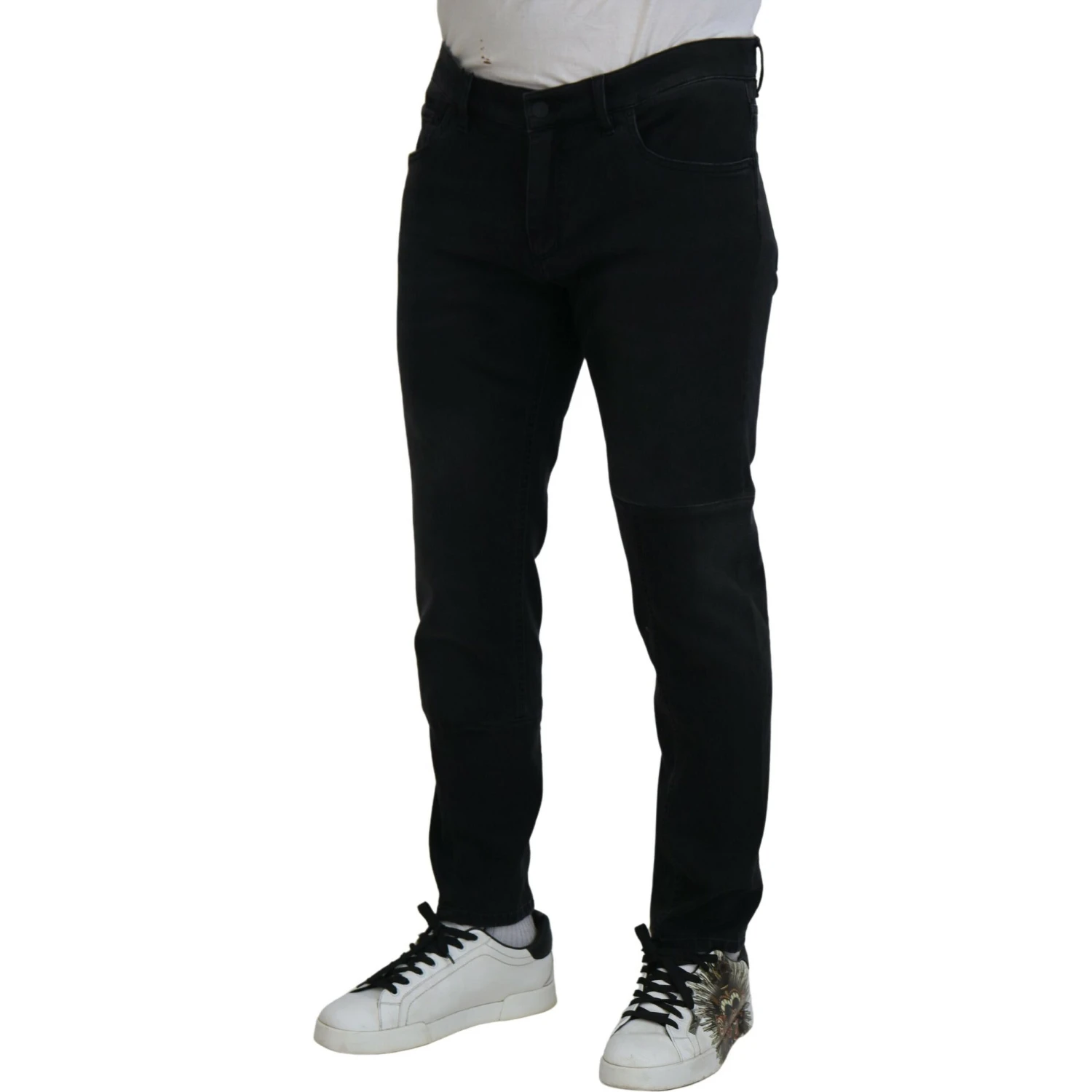 Black Angel Embroidery Skinny Denim Jeans