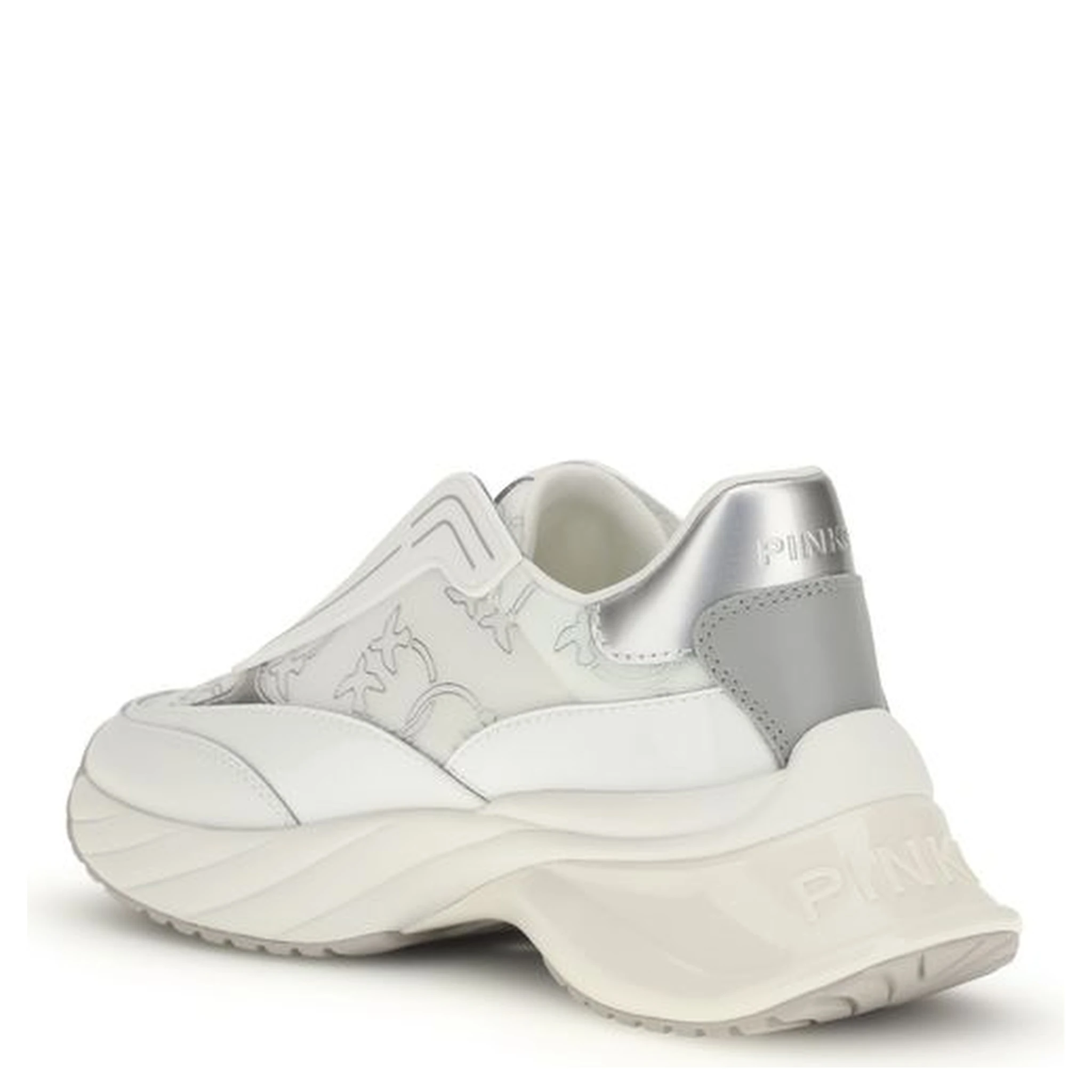 White Calf Leather Bos Taurus Chunky Sneakers