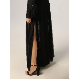 Black Polyester Long Skirt