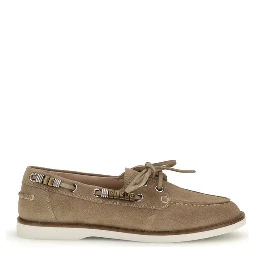 Beige Calf Leather Bos Taurus Slip-On Loafers