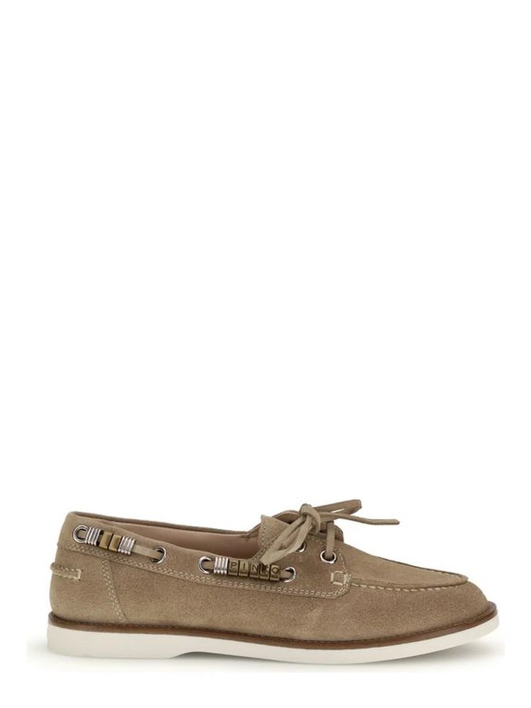 Beige Calf Leather Bos Taurus Slip-On Loafers