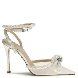 White Silk High Heel Pumps