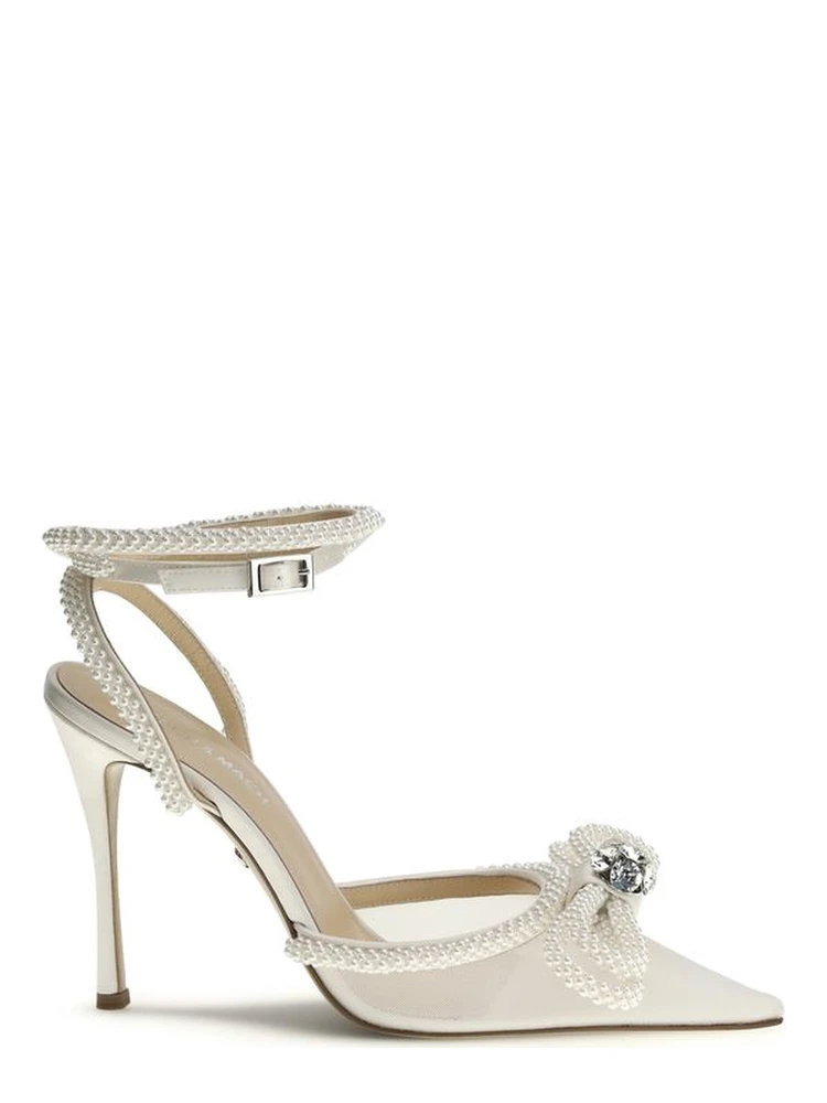 White Silk High Heel Pumps