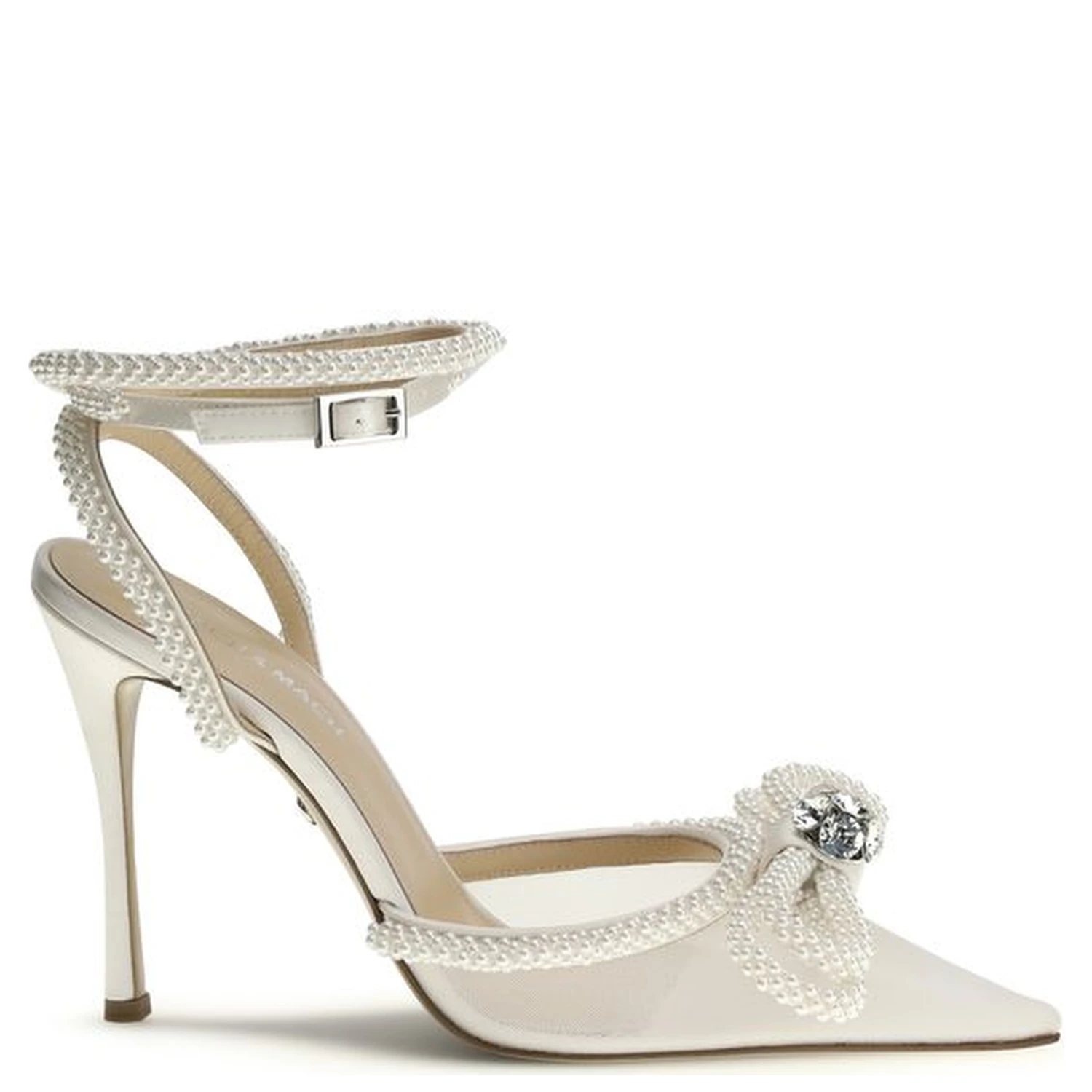 White Silk High Heel Pumps