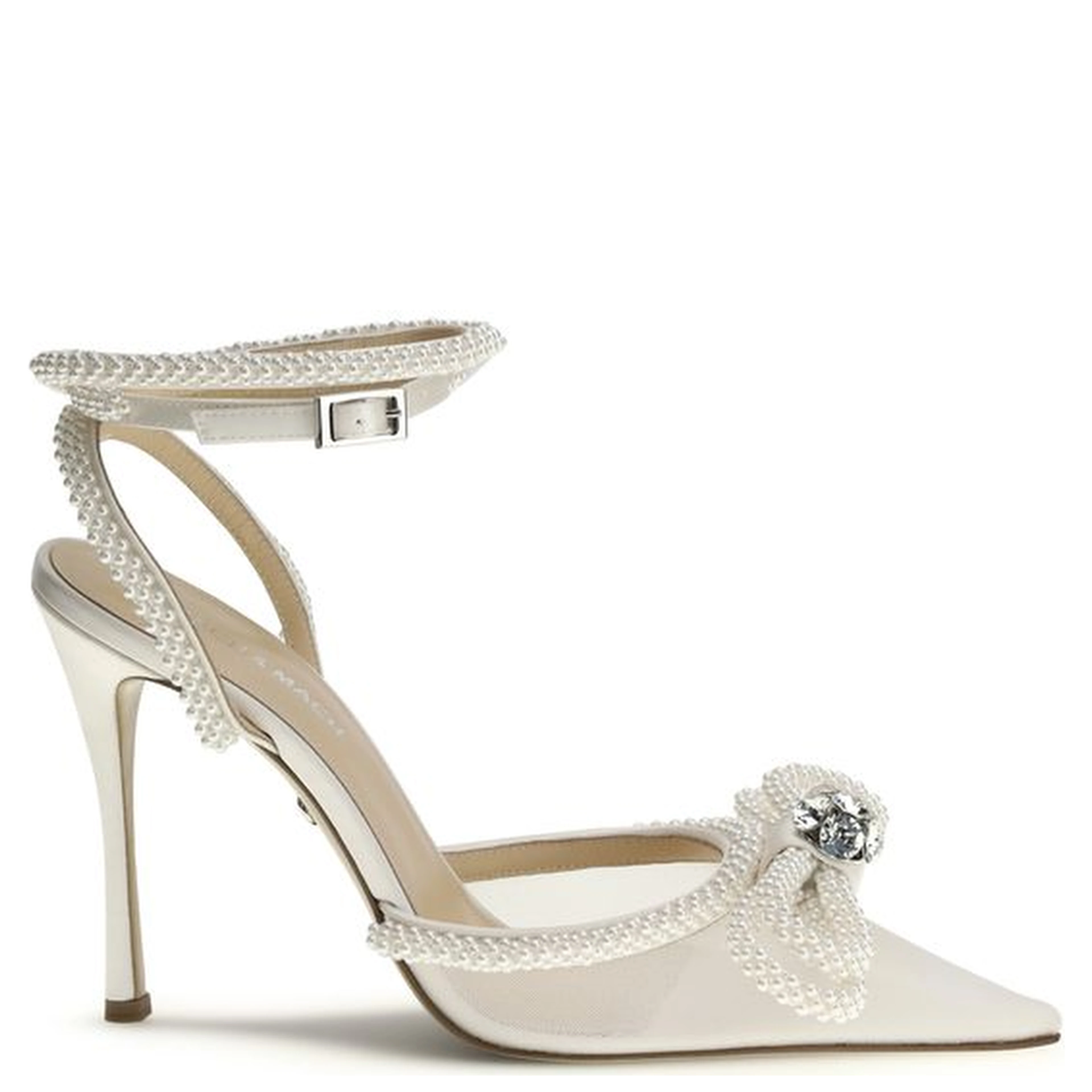 White Silk High Heel Pumps