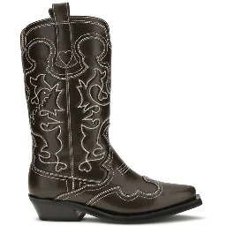 Brown Polyurethane Lace-Up Boots