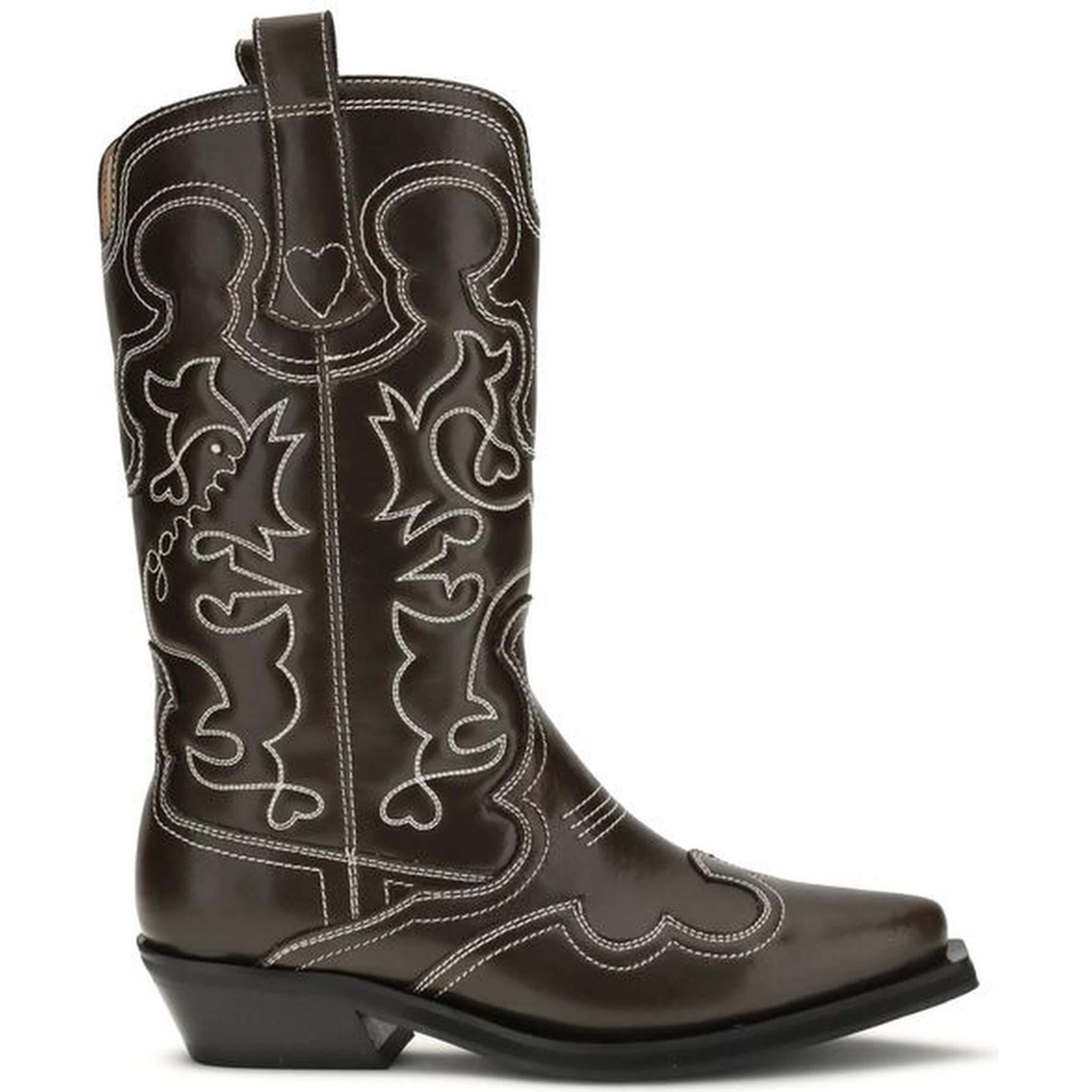 Brown Polyurethane Lace-Up Boots