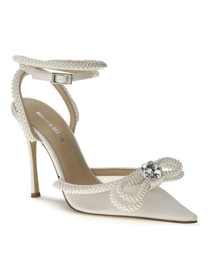 White Silk High Heel Pumps