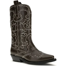 Brown Polyurethane Lace-Up Boots