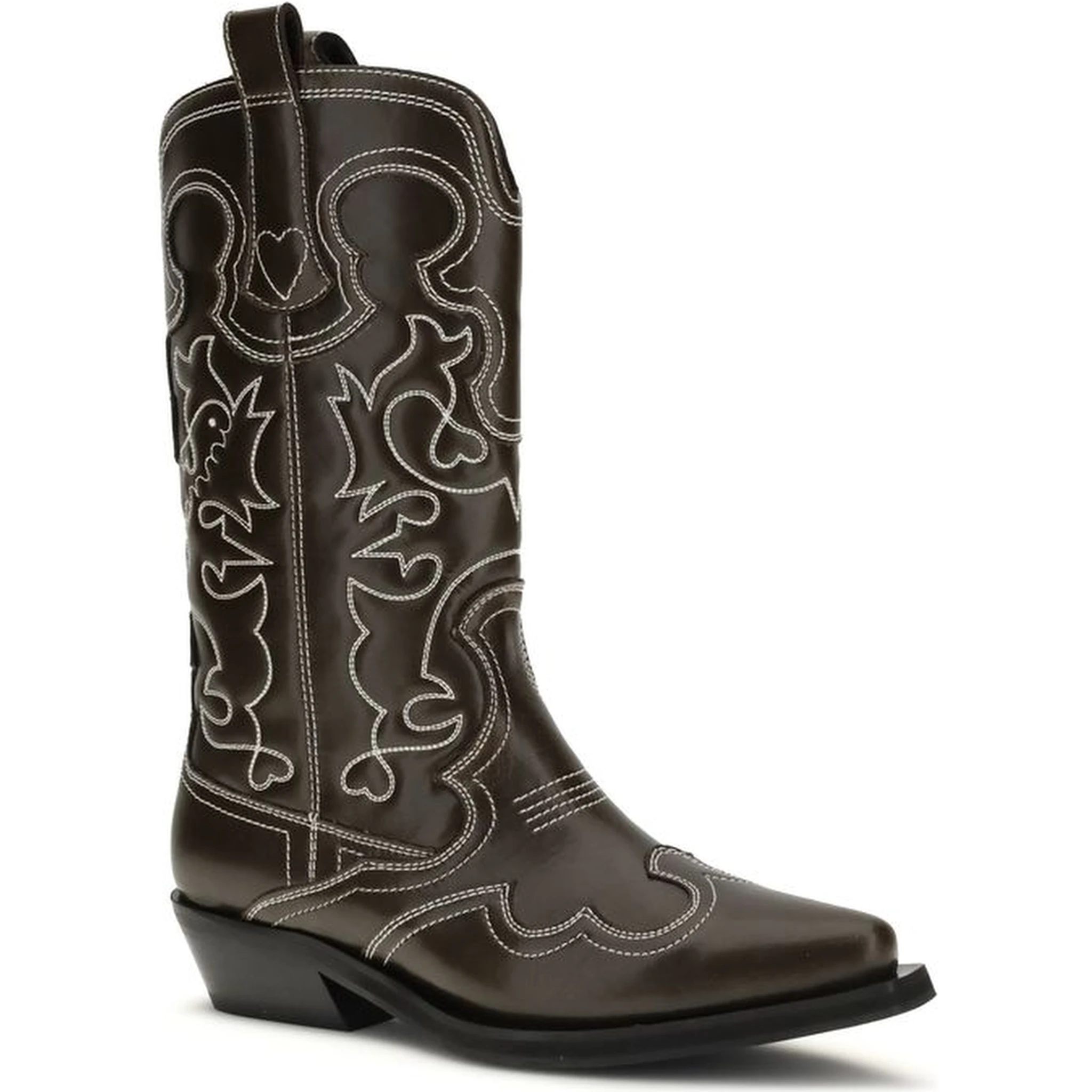 Brown Polyurethane Lace-Up Boots