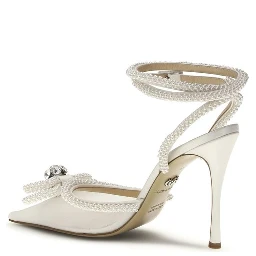 White Silk High Heel Pumps