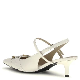 White Calf Leather Bos Taurus Mid Heel Pumps