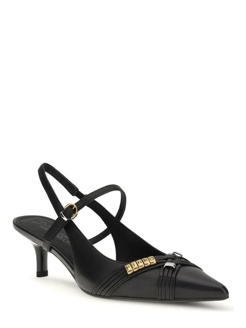 Black Calf Leather Bos Taurus Mid Heel Pumps