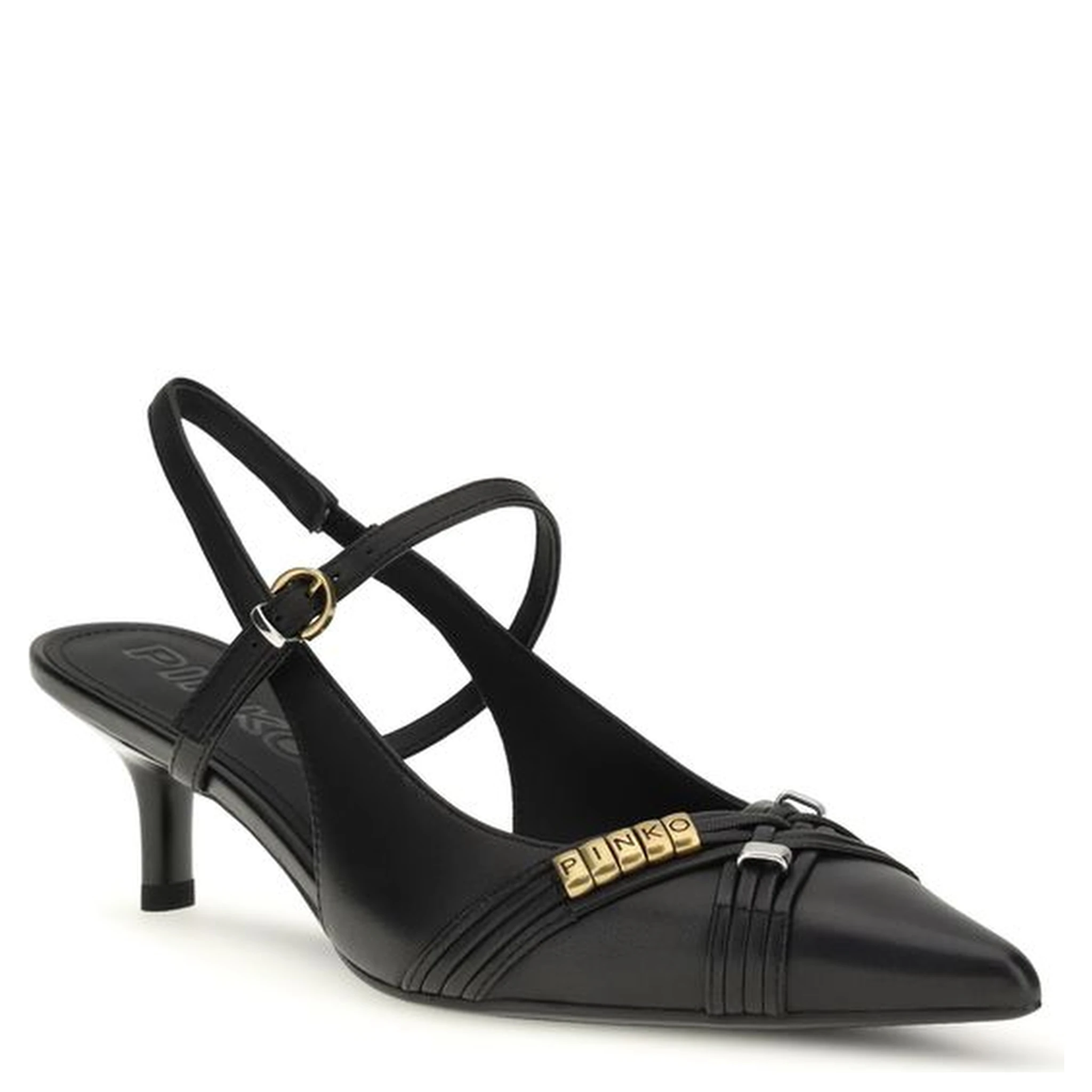 Black Calf Leather Bos Taurus Mid Heel Pumps