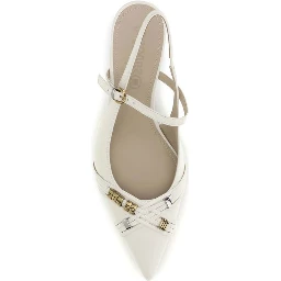 White Calf Leather Bos Taurus Mid Heel Pumps