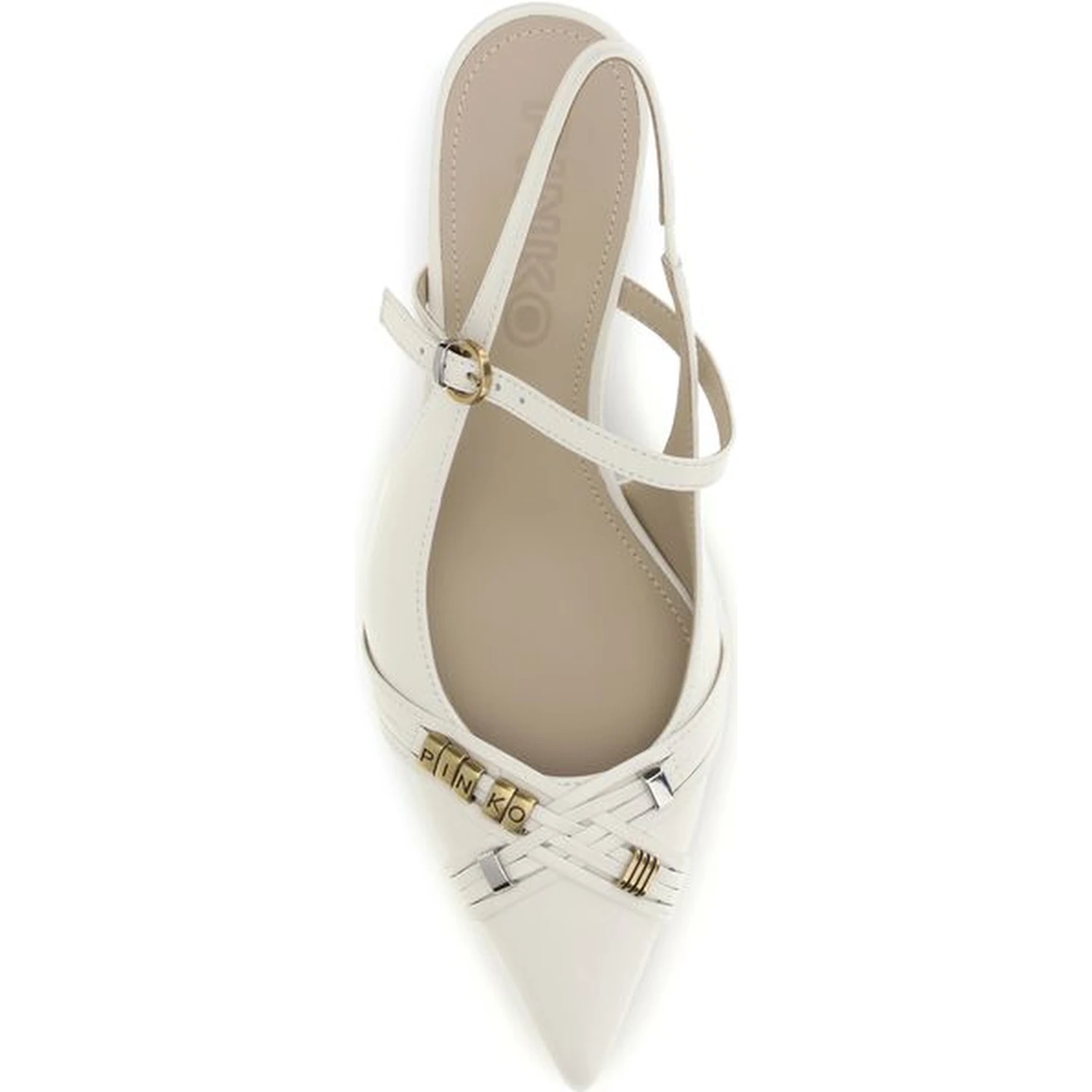 White Calf Leather Bos Taurus Mid Heel Pumps