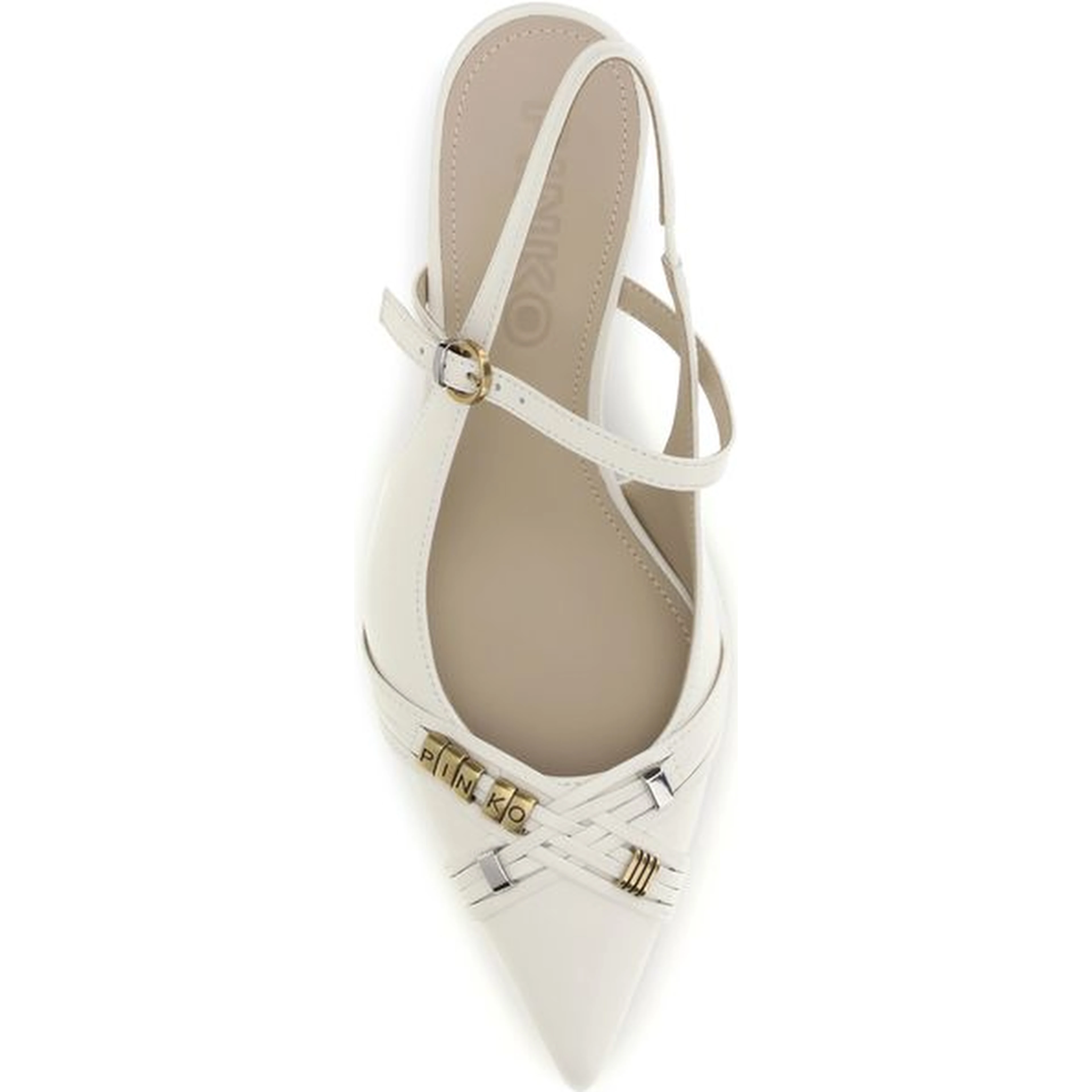 White Calf Leather Bos Taurus Mid Heel Pumps