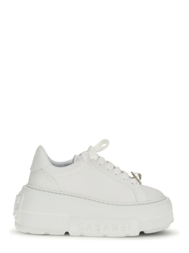 White Rubber Platform Sneakers
