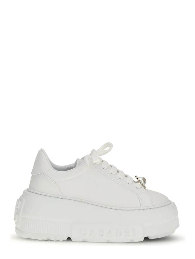 White Rubber Platform Sneakers