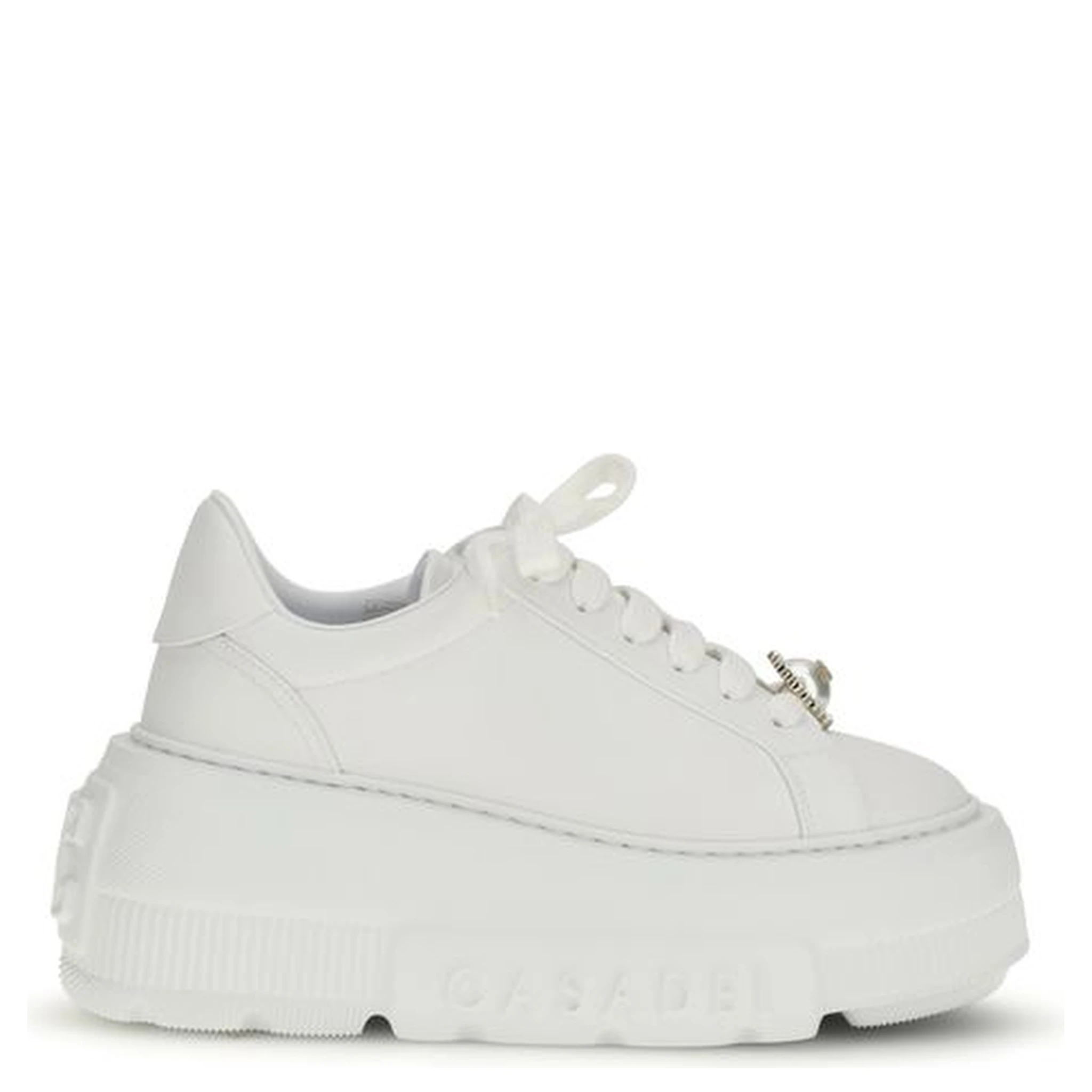 White Rubber Platform Sneakers