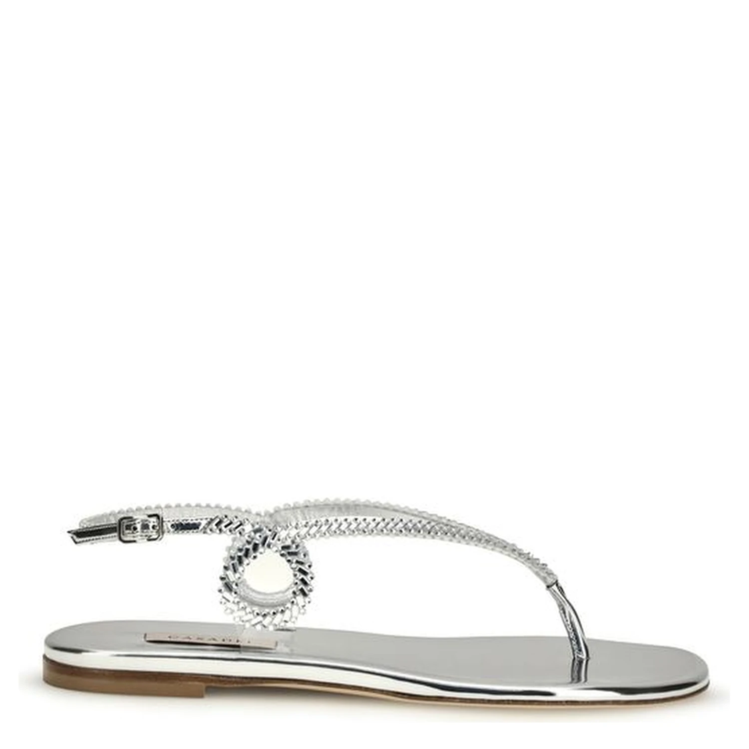 Silver Calf Leather Bos Taurus Flat Sandals