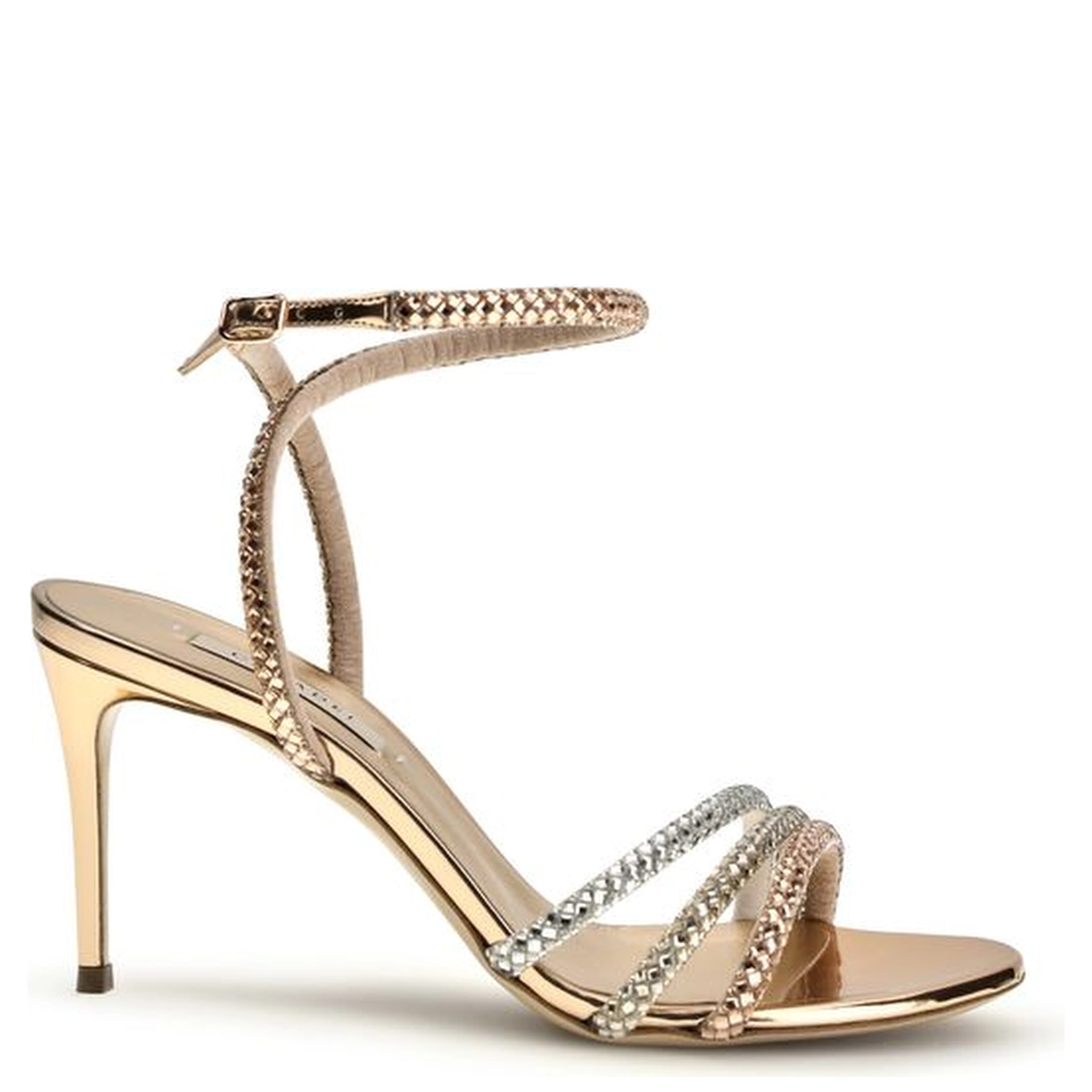 Gold Calf Leather Bos Taurus Stiletto Heel Sandals