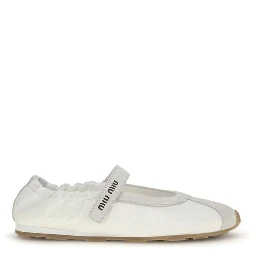 White Fabric Ballet Flats