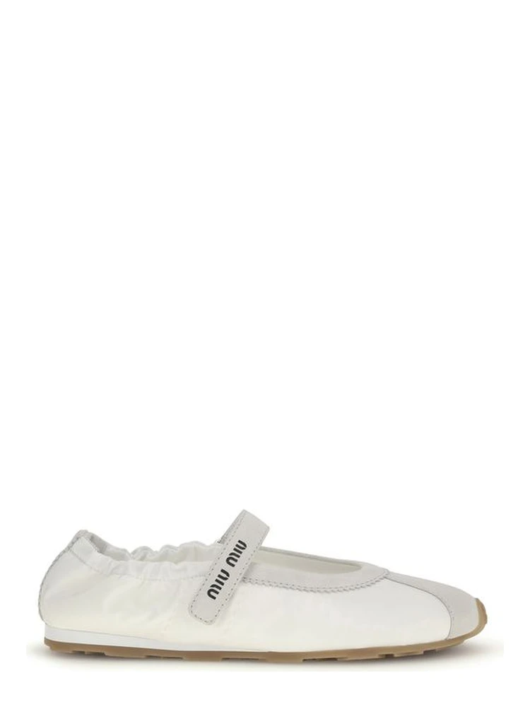 White Fabric Ballet Flats