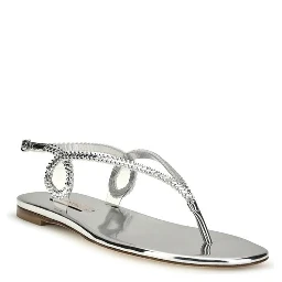 Silver Calf Leather Bos Taurus Flat Sandals